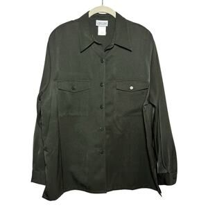 Vintage Jantzen Classics Army Green Size XL Button Down Shirt with Shoulder Pads
